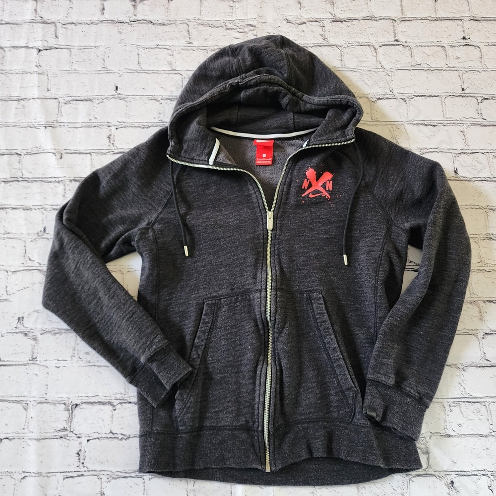 Nike NXN Cross Regionals Full Zip Hoodie Mens Small Charcoal Gray Orange Running